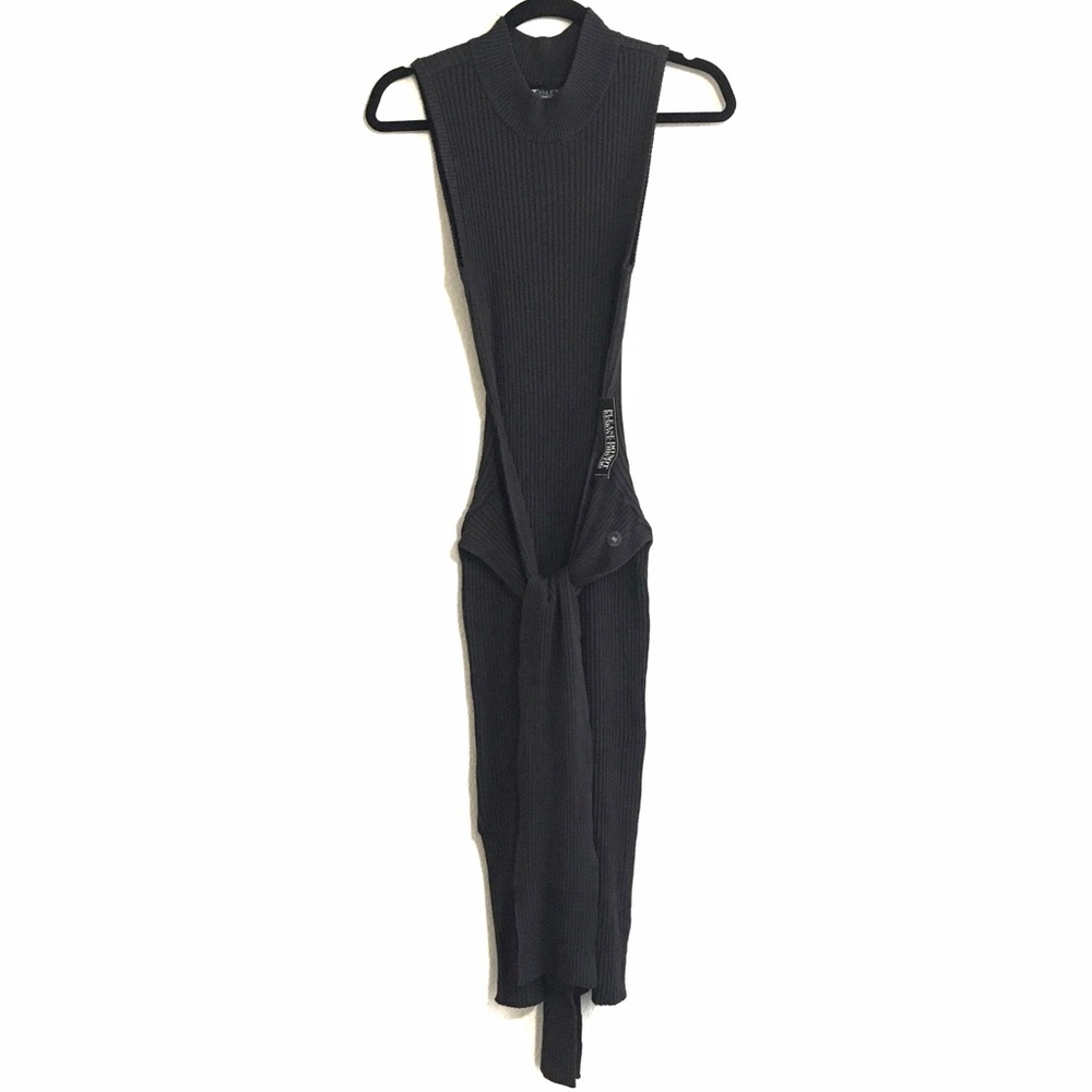 NWT NY&C Gray Bodycon Ribbed Waist Tie Midi Dress